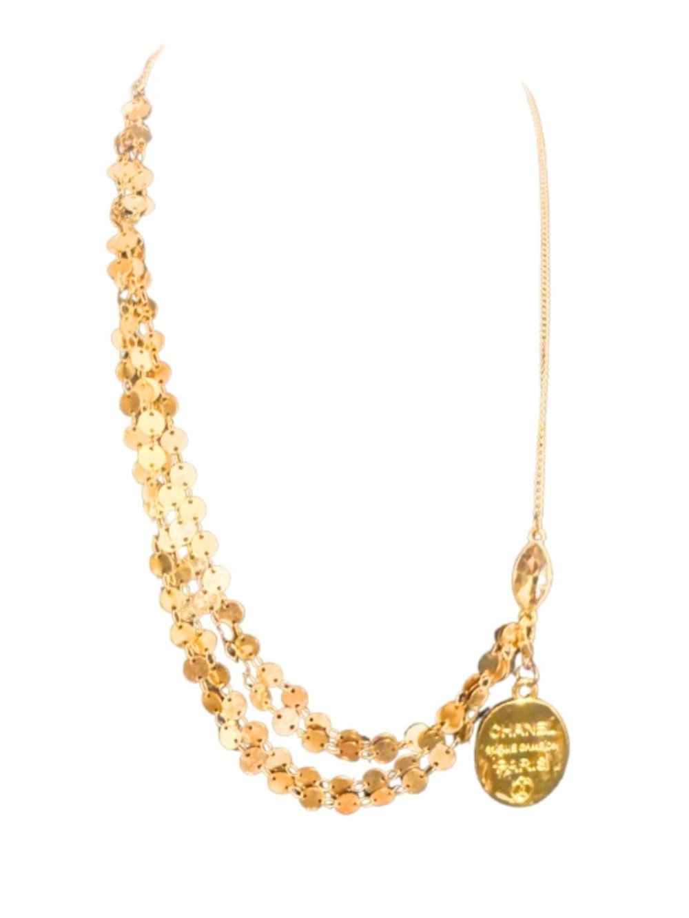Authentic Chanel Stamped Charm on Upcycled Hand made Necklace